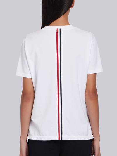 Thom Browne White Classic Cotton Pique Relaxed Fit Center Back Stripe Short Sleeve Tee outlook