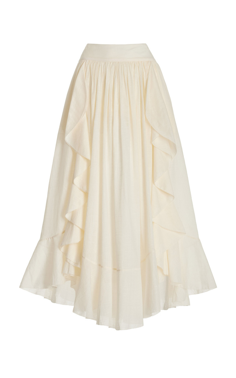 Acacia Ruffled Cotton Maxi Skirt ivory - 1