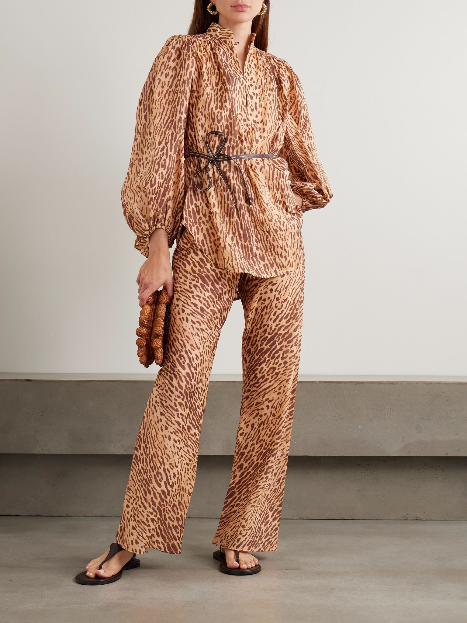 Cascadian belted leopard-print cotton-voile tunic Leopard print - 2
