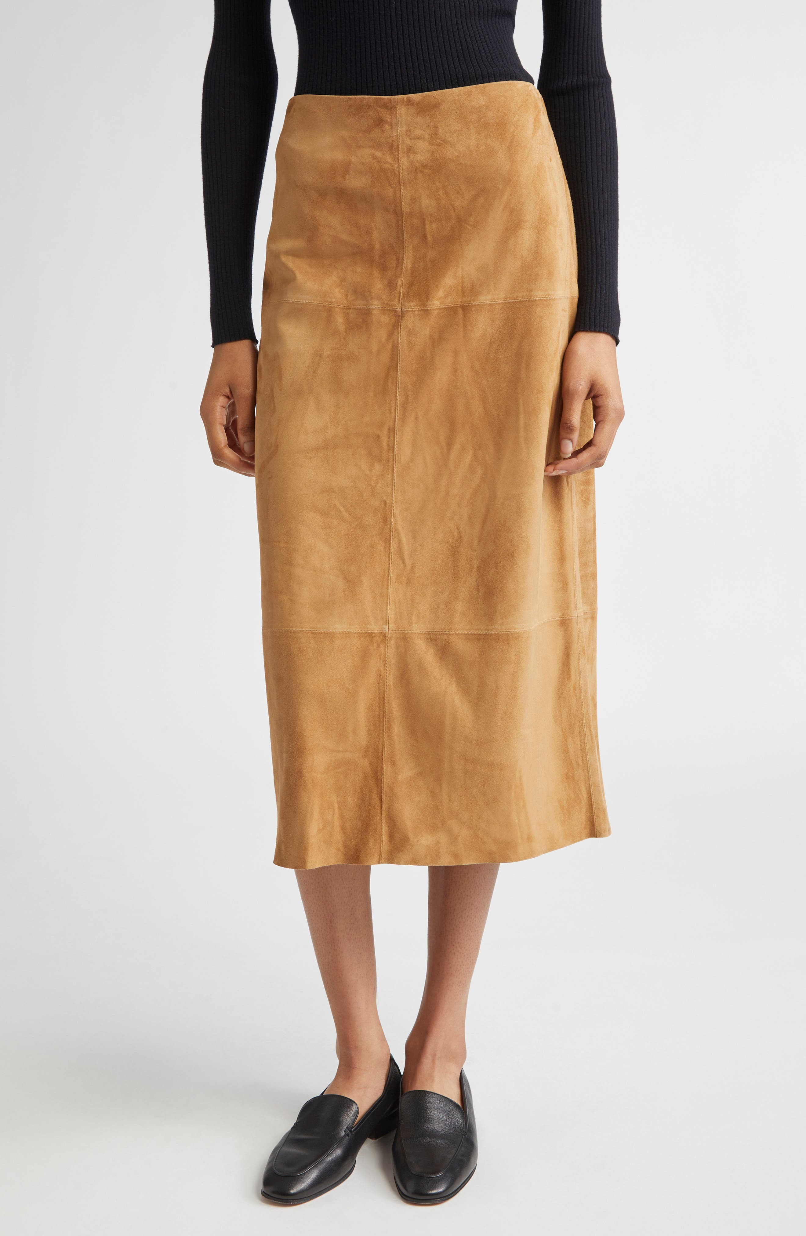 Proenza Schouler Nadia Suede Midi Skirt in Pony at Nordstrom - 1