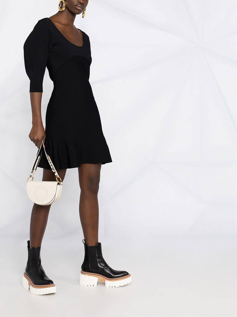 scoop-neck puff-sleeve knitted dress 4