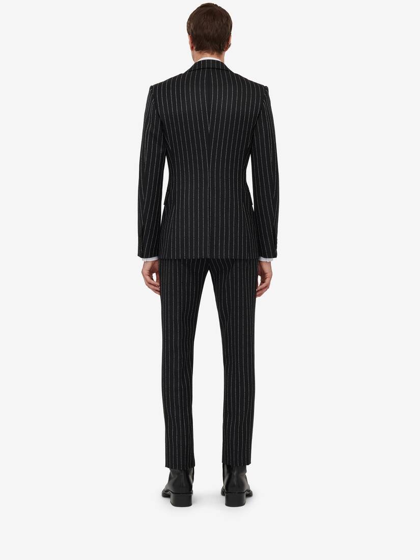 Men's Neat Shoulder Single-breasted Jacket in Black/white - 4