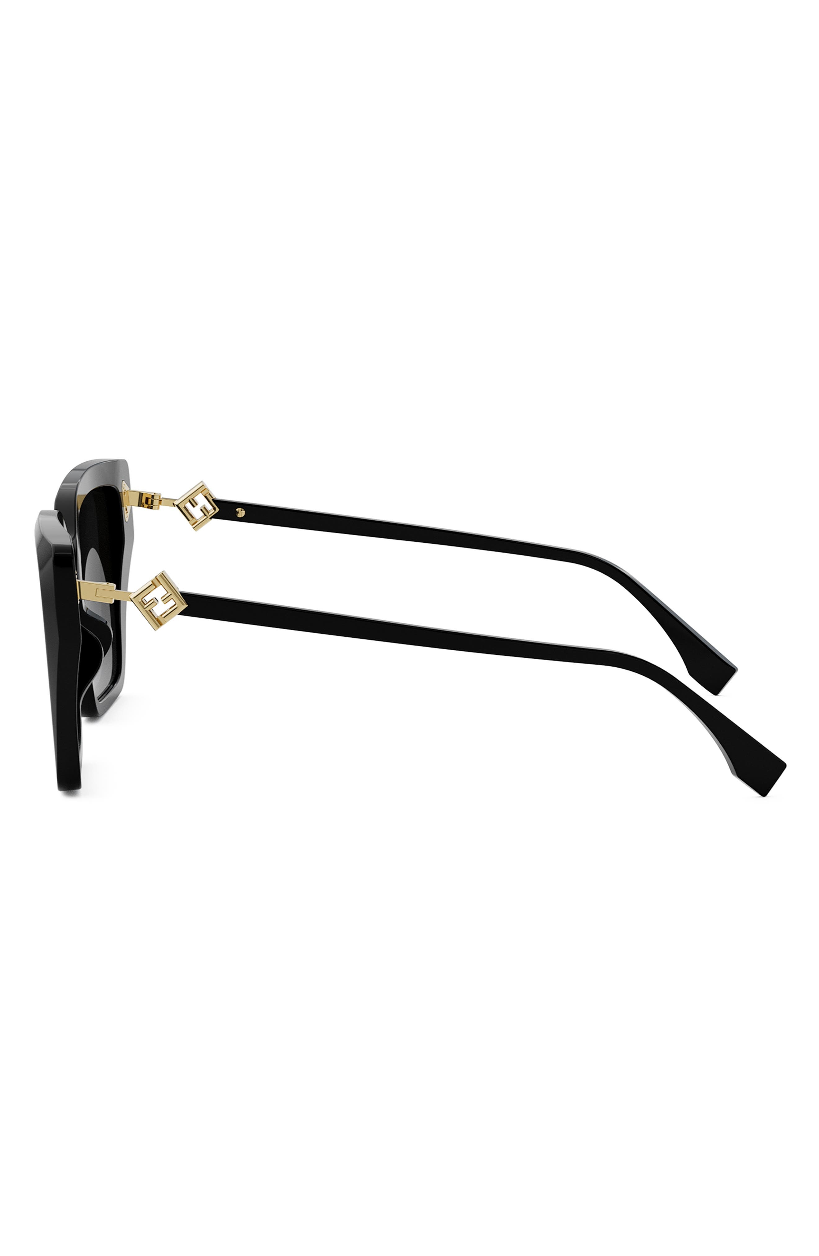 Fendi FF Diamonds 54mm Gradient Square Sunglasses in Shiny Black /Gradient Smoke at Nordstrom - 3