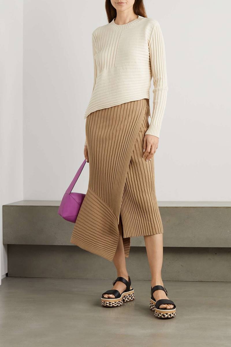 Stella McCartney Asymmetric ribbed organic cotton skirt outlook
