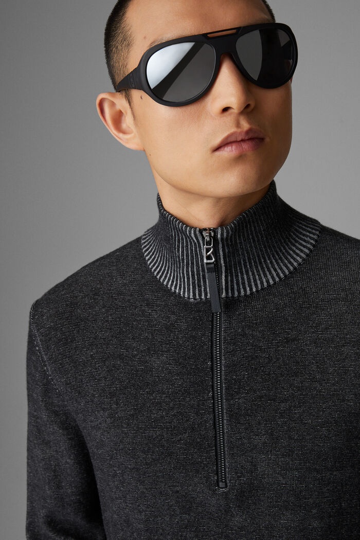 Lias Merino-blend half-zip pullover in Black - 4