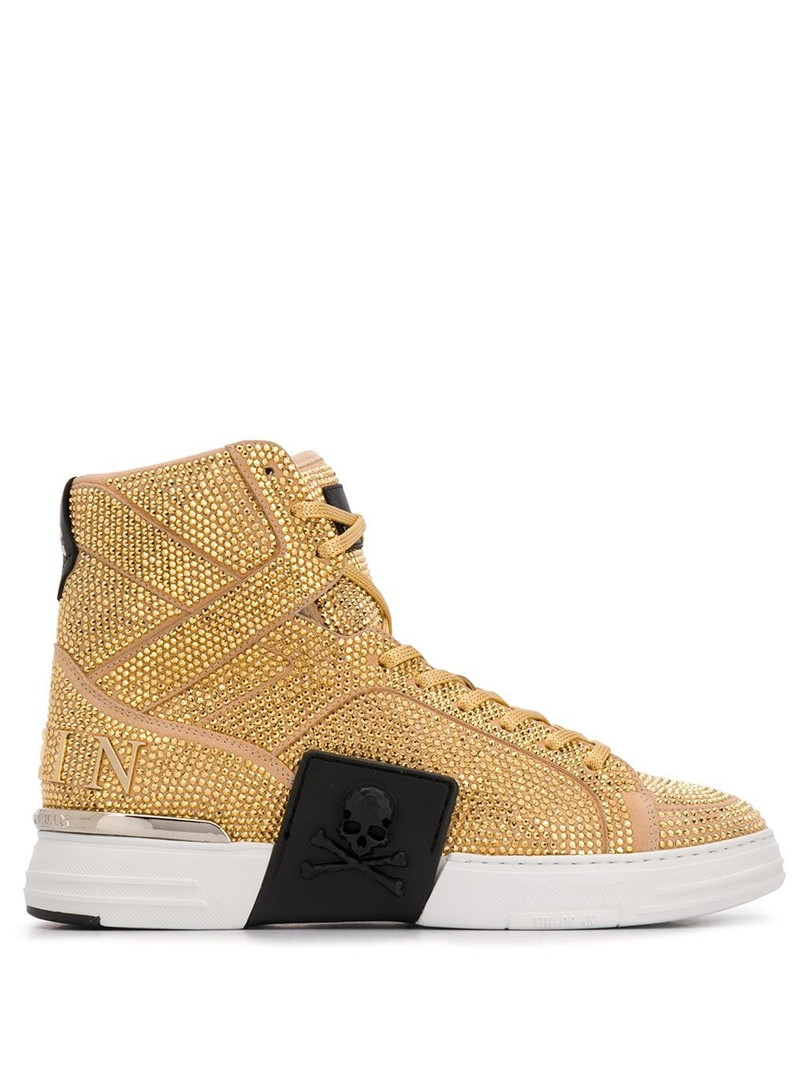 rhinestone-embellished high-top sneakers 1