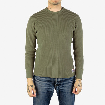 Iron Heart IHTL-1301-OLV Waffle Knit Long Sleeved Crew Neck Thermal Top - Olive outlook