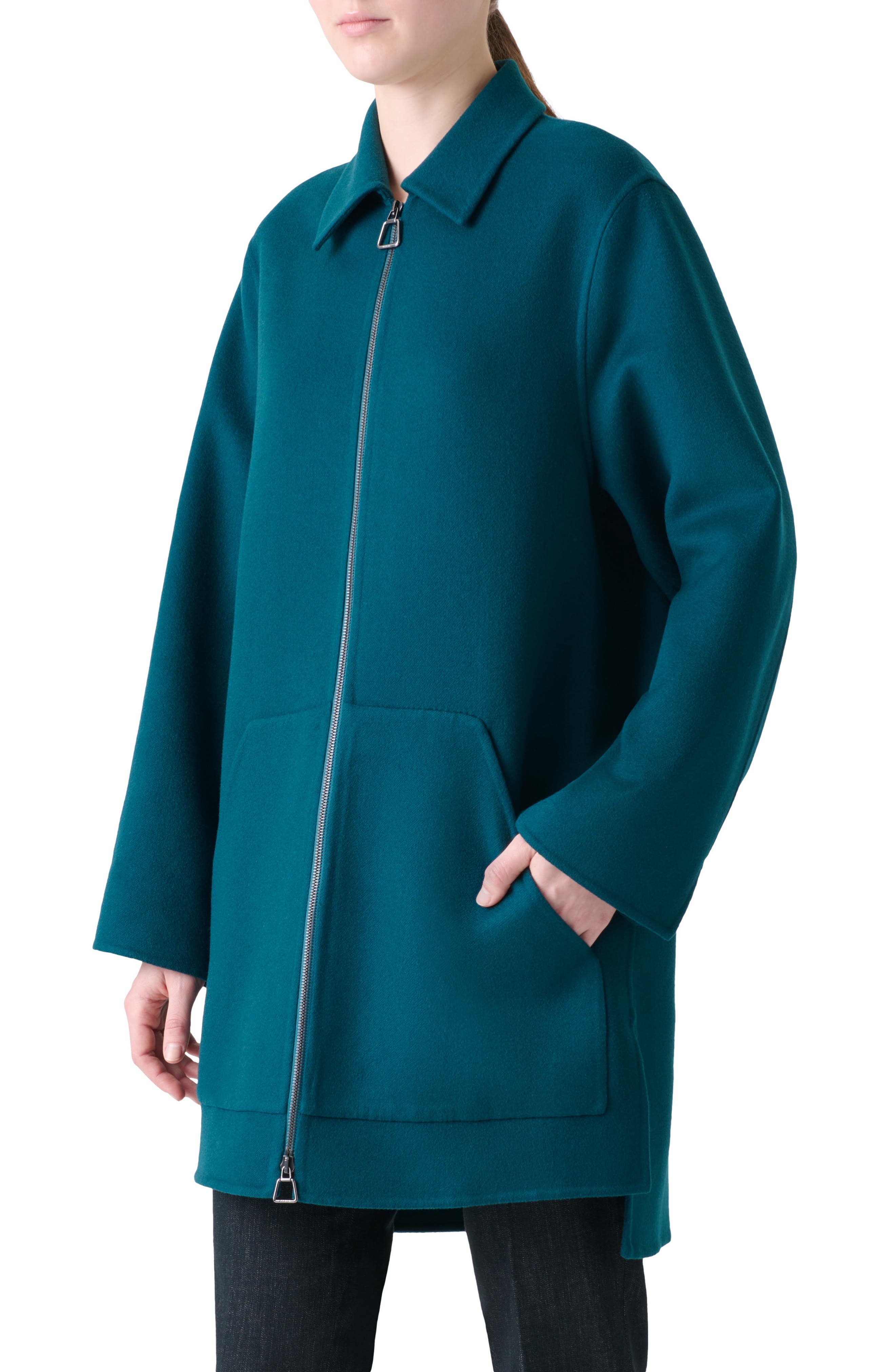 Akris Fabiola Cashmere Coat in River Green at Nordstrom - 3