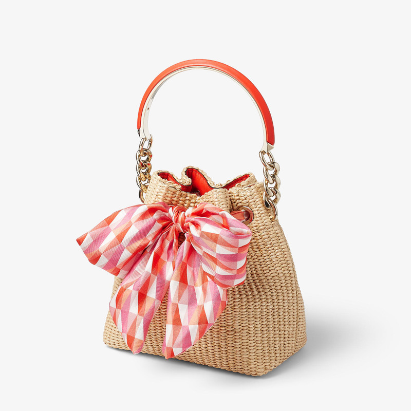 JIMMY CHOO Bon Bon Bucket/S
Natural/Paprika Raffia Bucket Bag outlook