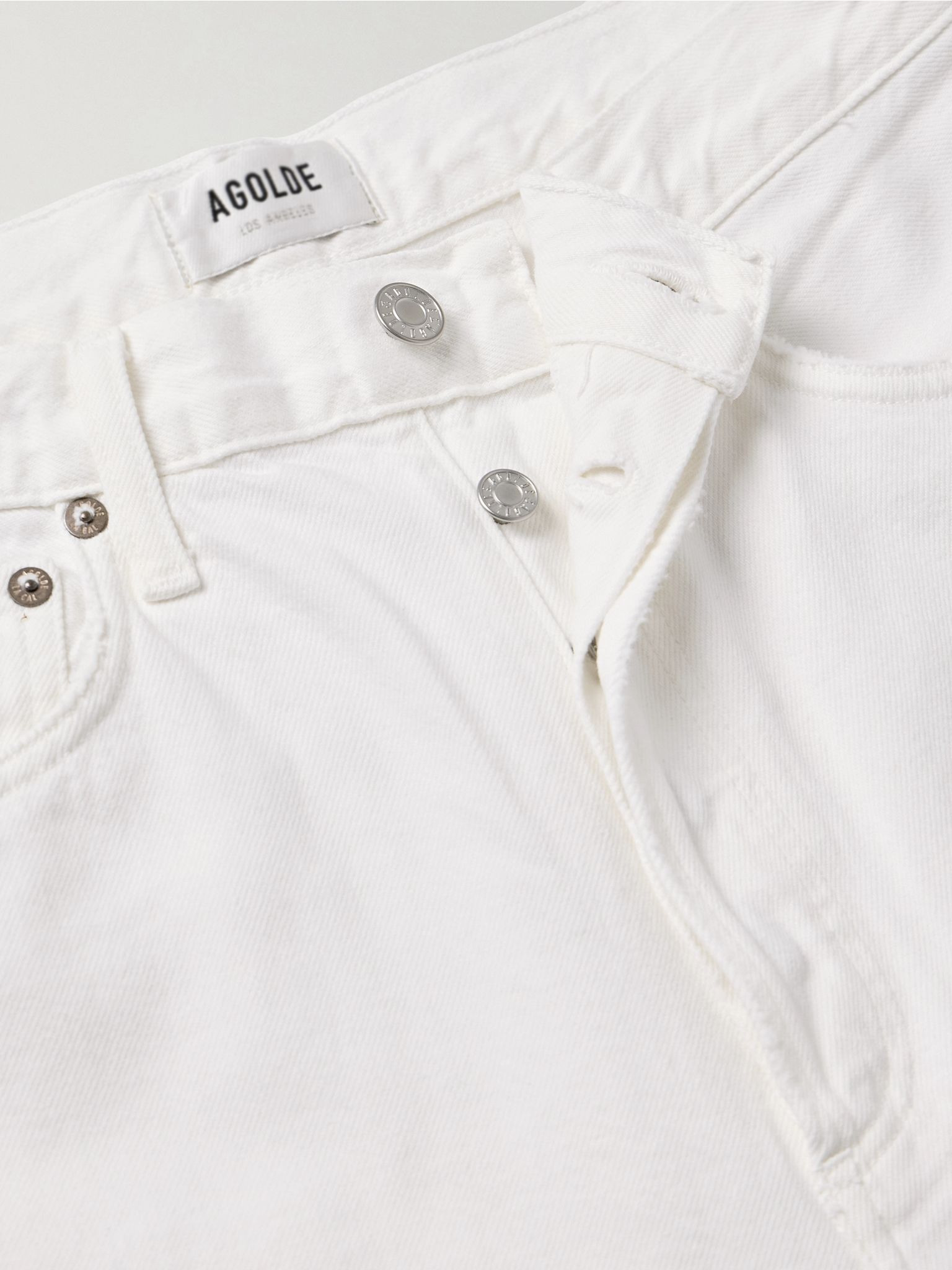 Luna frayed high-rise barrel-leg jeans White - 5
