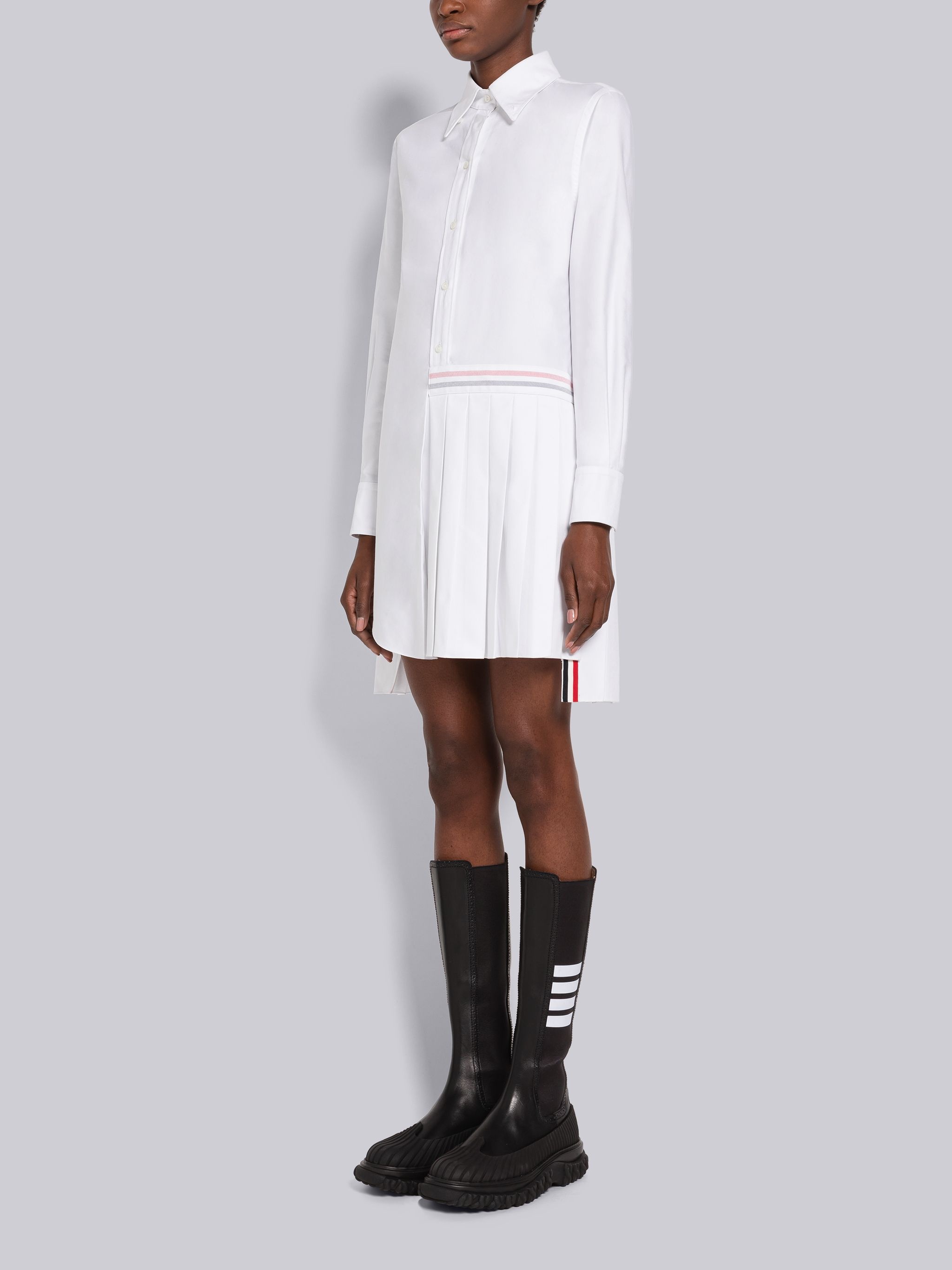 Oxford Half Pleated Shirtdress - 2