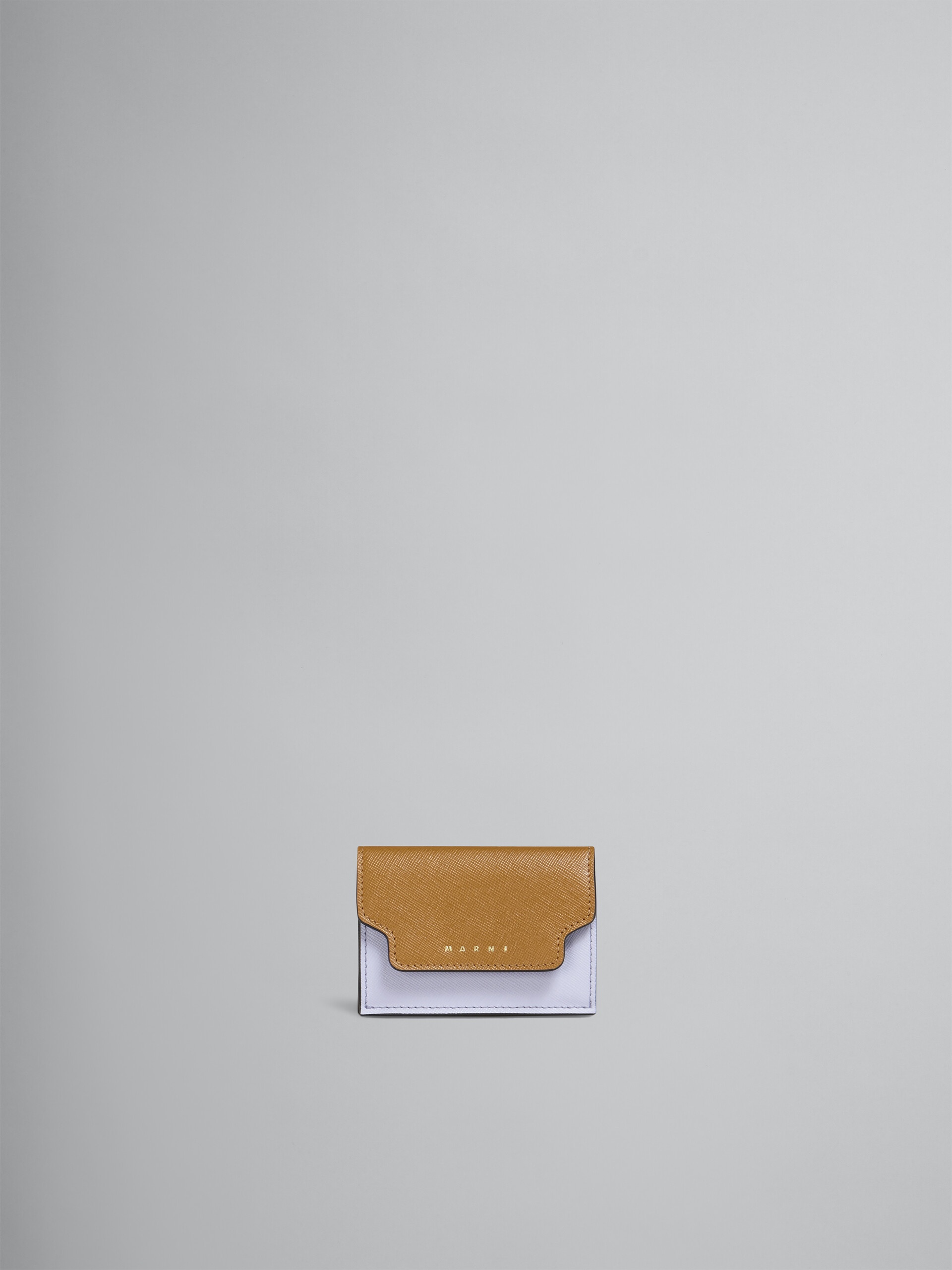 BROWN LILAC AND BLACK SAFFIANO LEATHER TRI-FOLD WALLET - 1