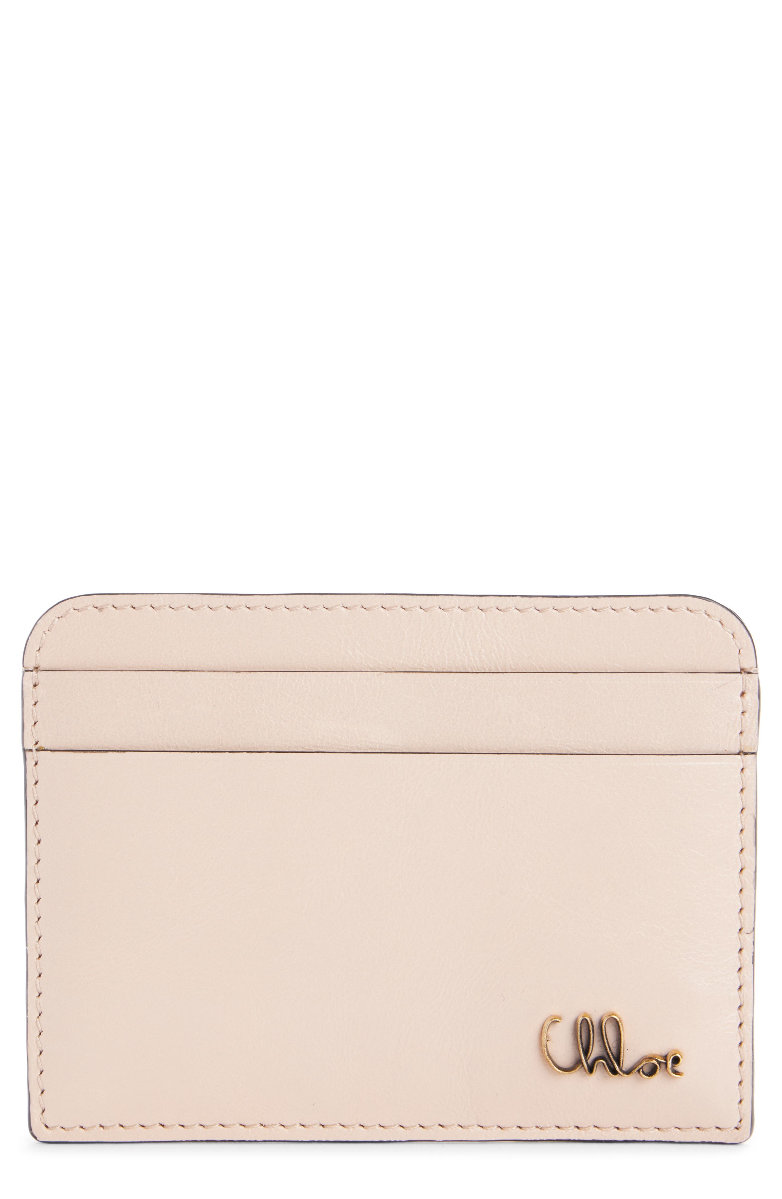 Chloé Iconic Shiny Leather Card Case in 6J5 Cement Pink at Nordstrom - 1