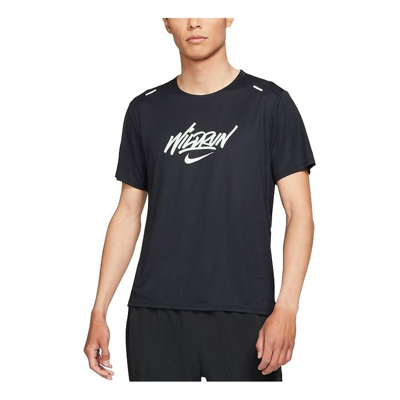 Nike Sport Running Casual Round NeckShort Sleeve Men s Black DA1169-010 - 1