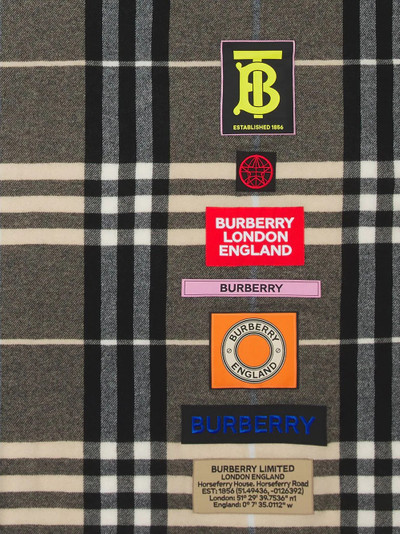 Burberry appliqué logo checked scarf outlook