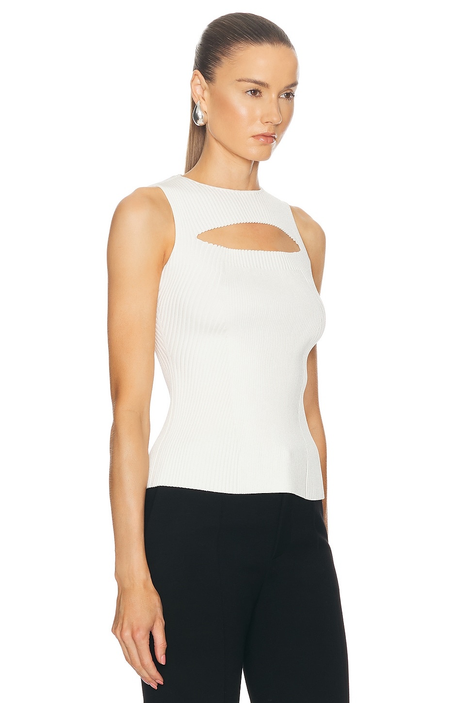 Slashed Rib Knit Top - 2