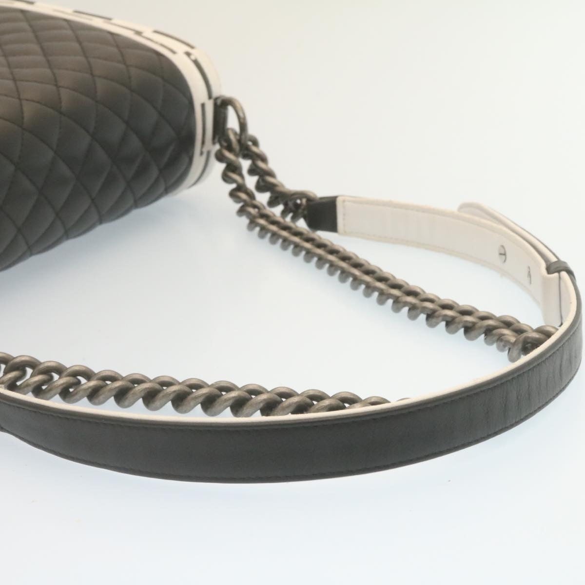 CHANEL Matelasse Boy CHANEL Chain Shoulder Bag Lamb Skin Black CC - 7
