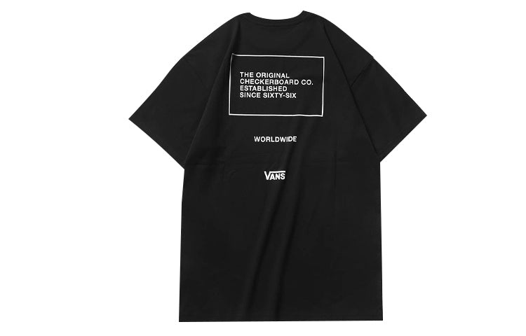 Vans Alphabet Printing Athleisure Casual Sports Short Sleeve Couple Style Black VN0A4MLWBLK - 2