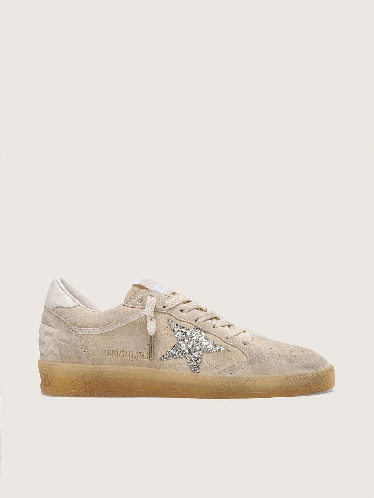 Women’s Ball Star in pearl suede with silver glitter star - 1
