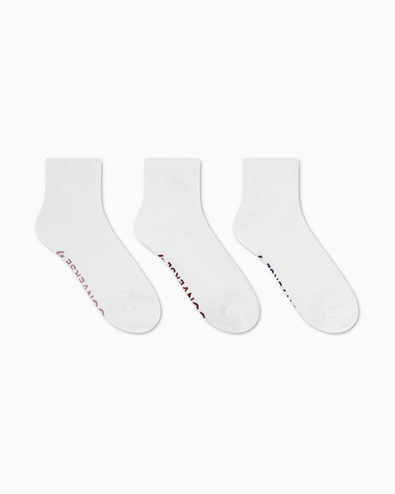 Converse 3-Pack Wordmark Quarter Socks outlook