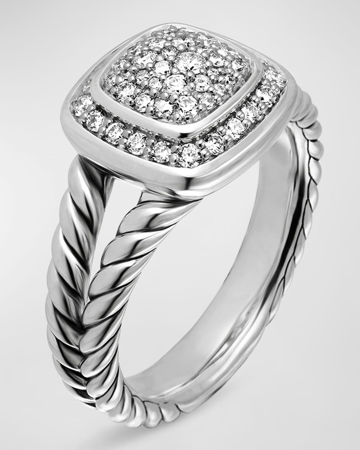 Petite Albion Ring with Diamonds in Silver, 7mm - 3
