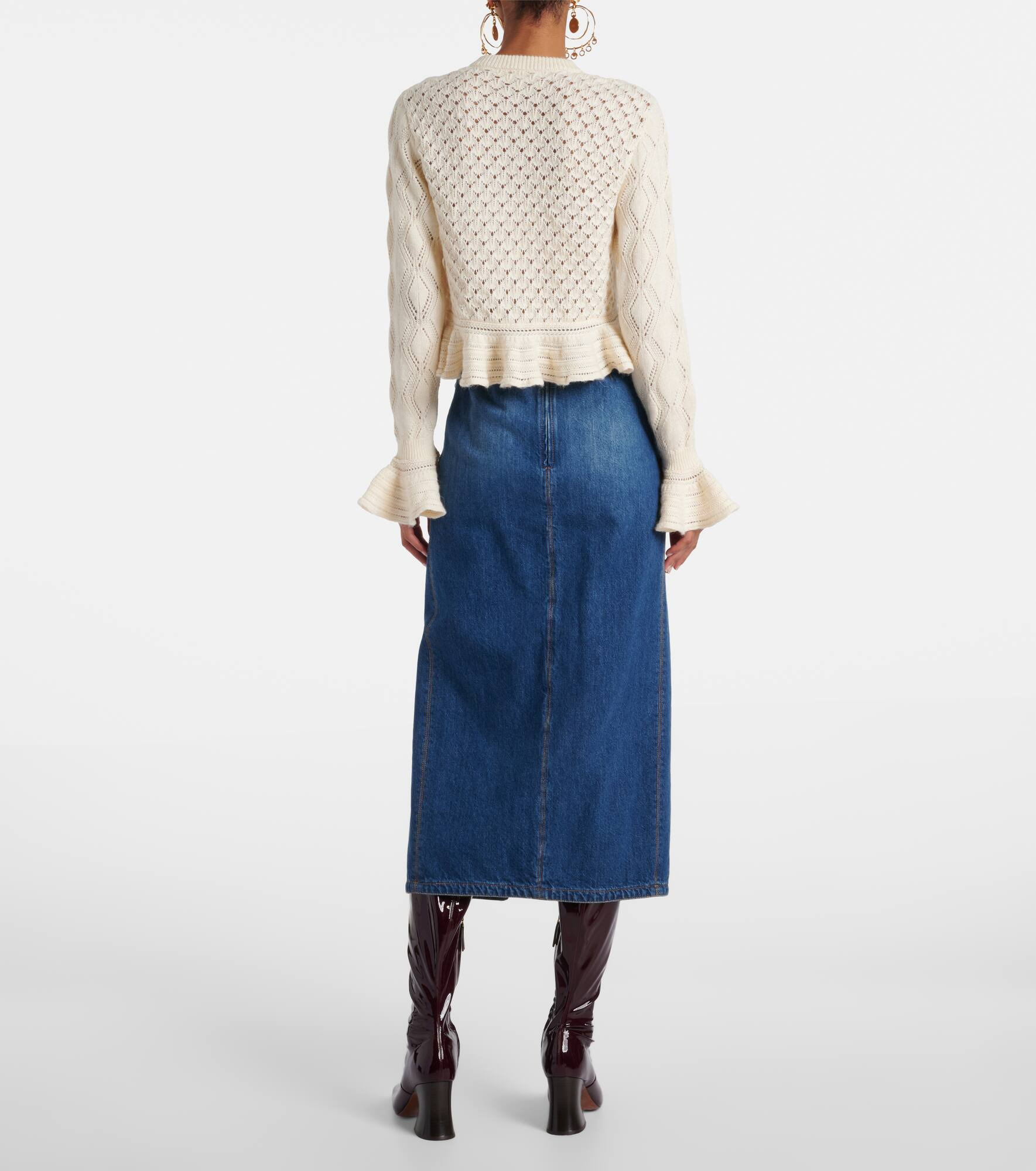 Ruffled cotton, wool, and silk cardigan - 3