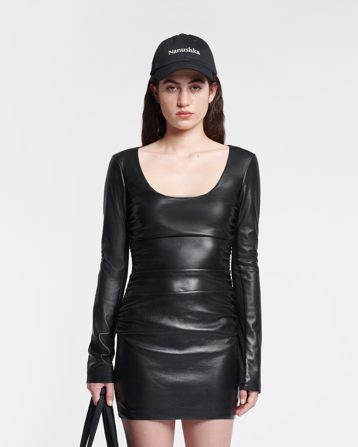Ruched Okobor™ Alt-Leather Mini Dress - 2