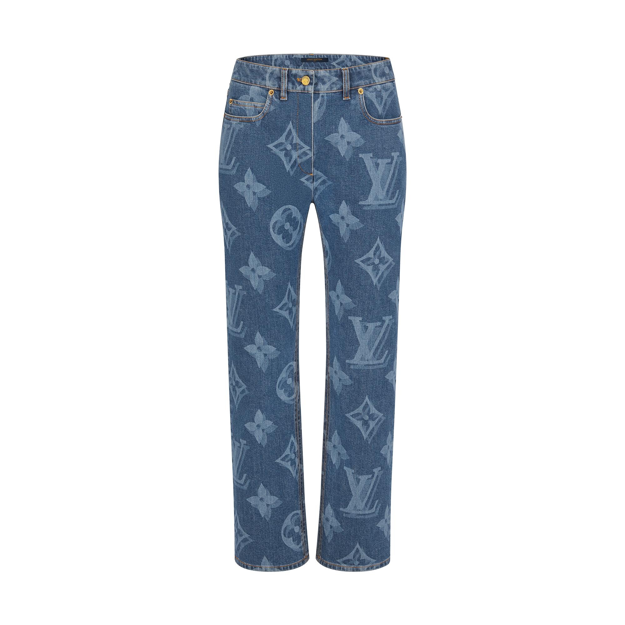 Blurry Giant Monogram Mid-Rise Jeans  - 1