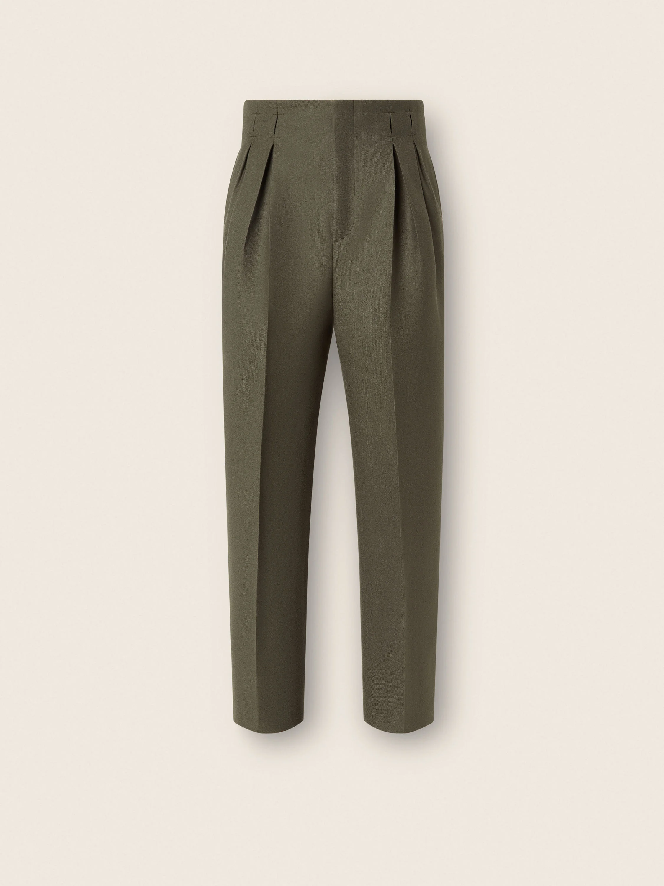 DARK OLIVE GREEN WOOL PANTS - 1
