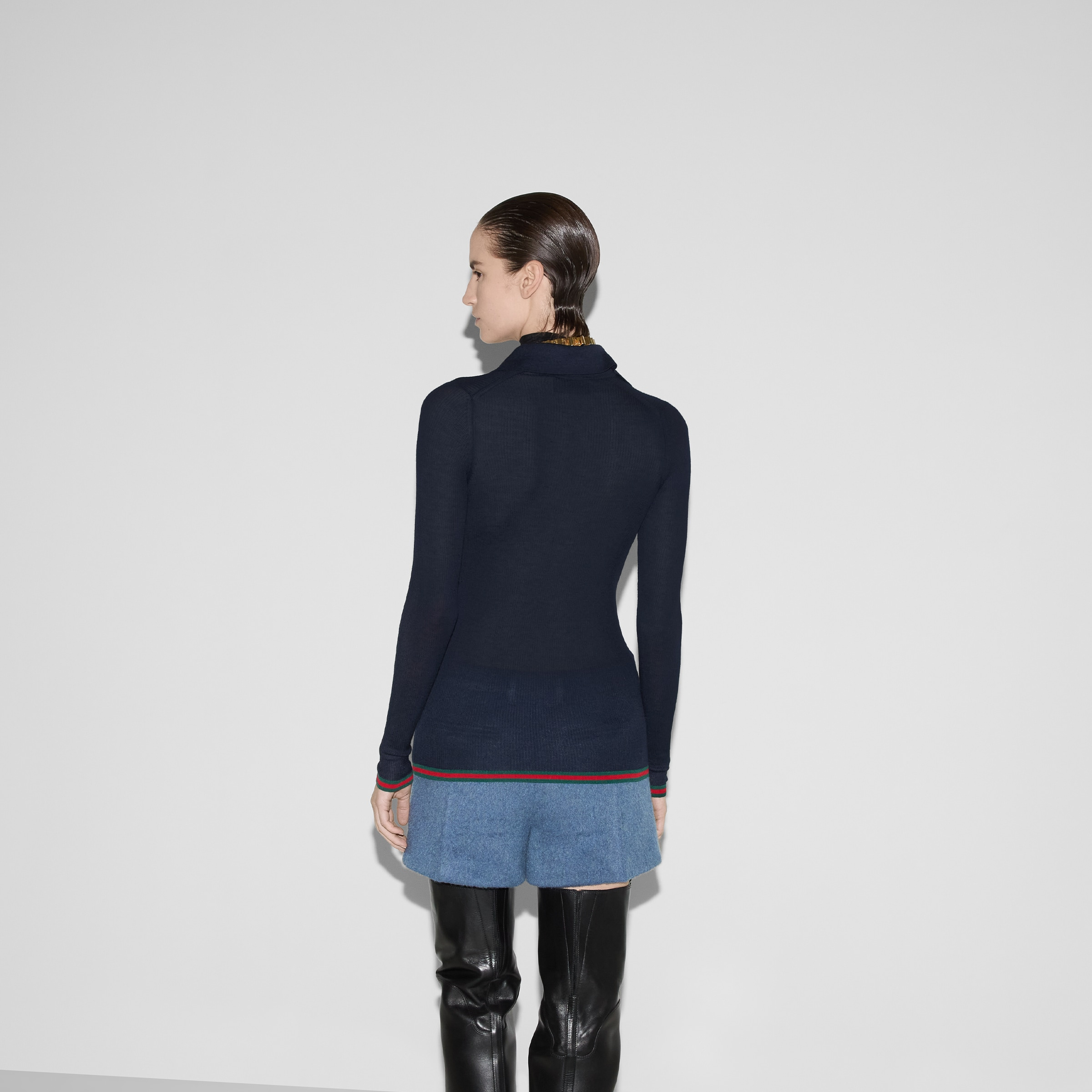 Extra fine rib cashmere knit top - 4