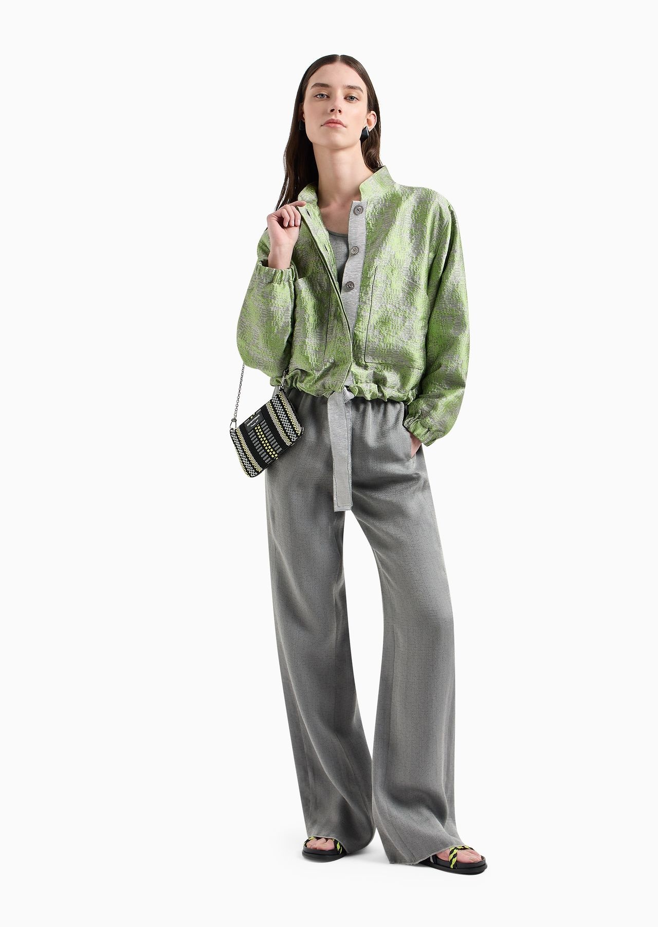 ASV palazzo trousers in a Lyocell and silk blend with a geometric micro motif - 4