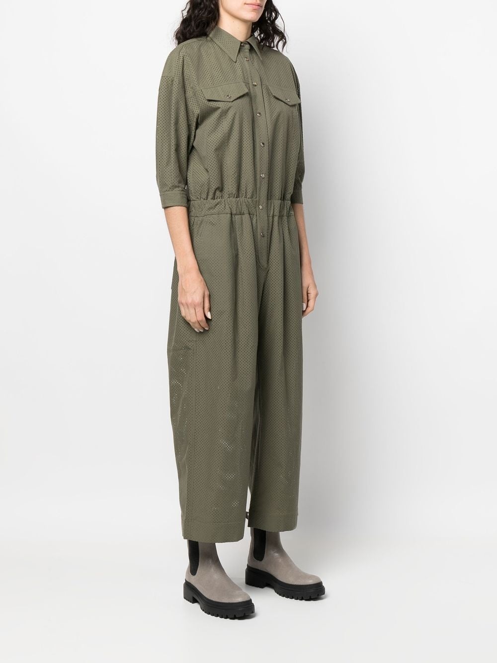 perforated straight-leg jumpsuit - 3