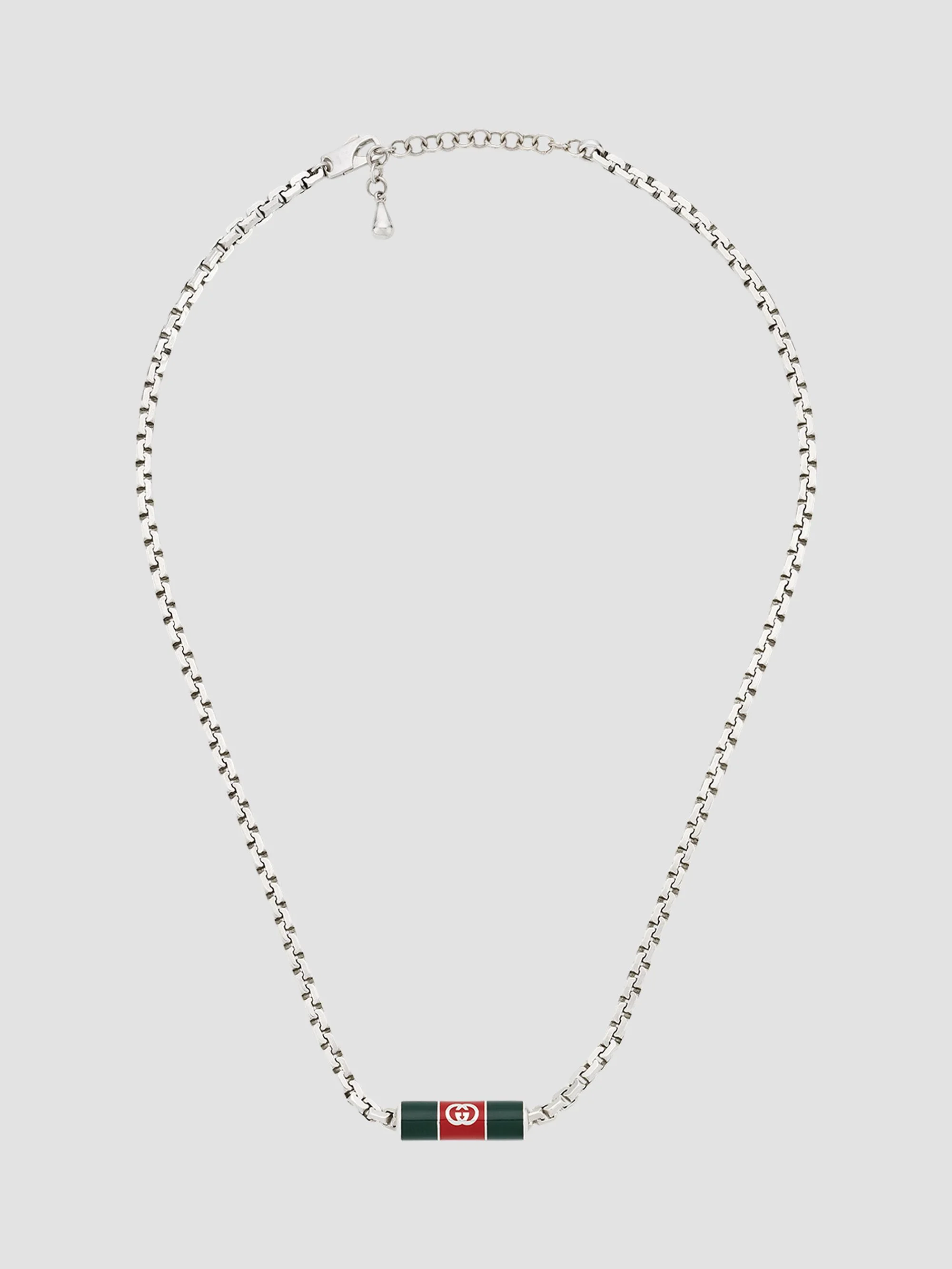 Women's Sterling Silver & Enamel Pendant Necklace - Silver Green Enamel - 1