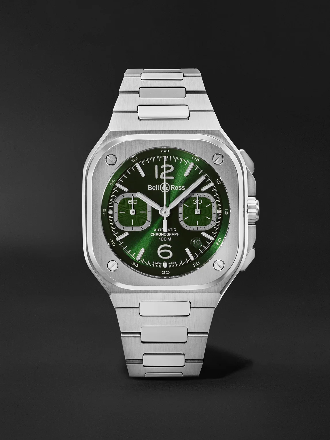 BR 05 Automatic Chronograph Stainless Steel Watch, Ref. BR05C-GN-ST/SST - 1