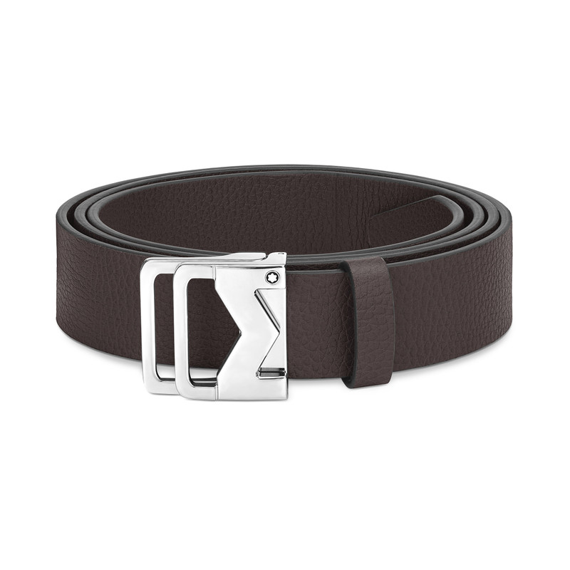 Grainy ebony 35mm leather belt 1