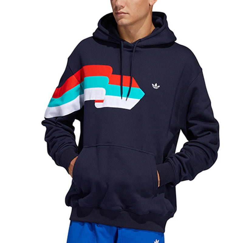 adidas originals Ripple Hoody Alphabet Printing hooded Long Sleeves Blue FM1518 - 2