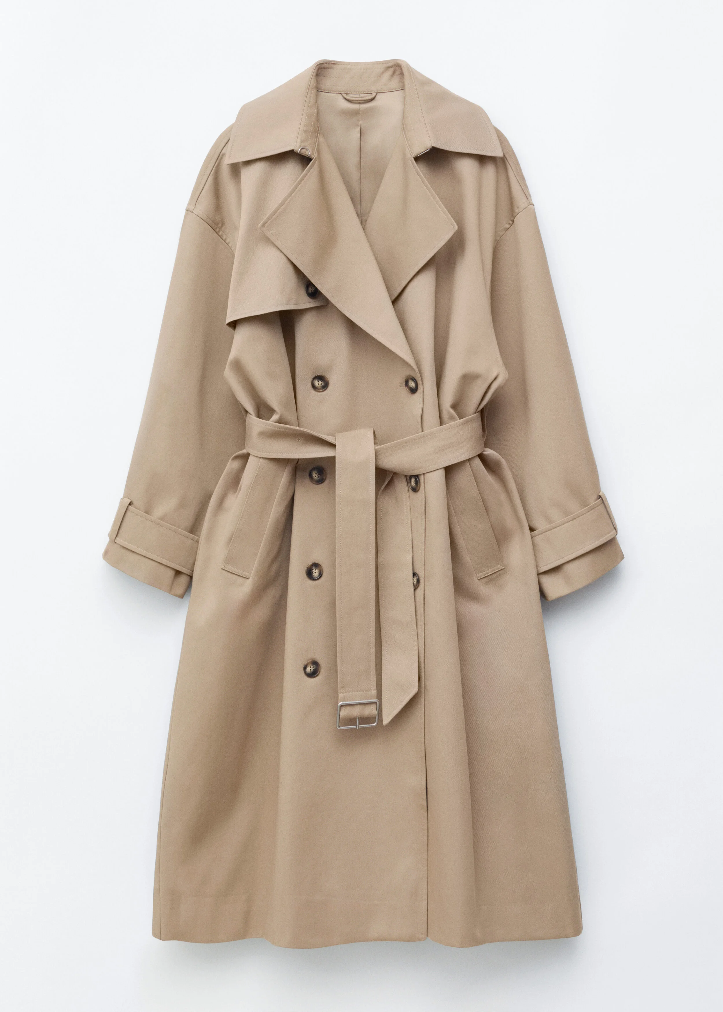 Oversized Double-Breasted Trench Coat - 1