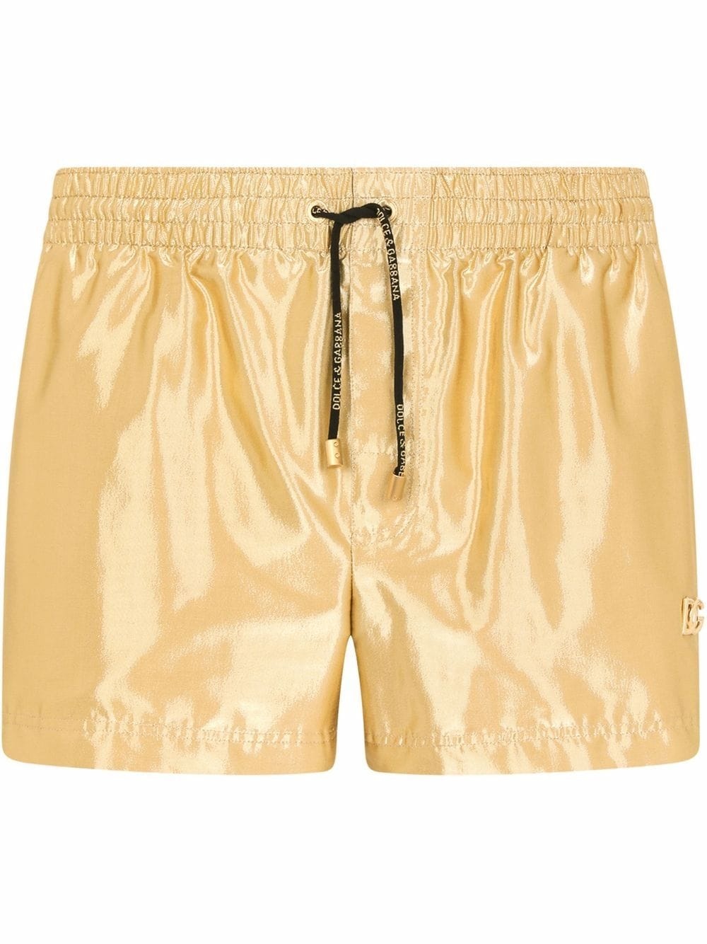 drawstring metallic swim shorts - 1