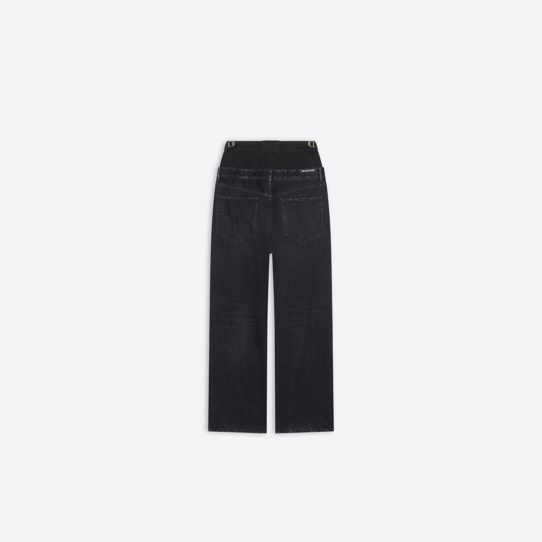 Double Waistband Pants in Black - 2