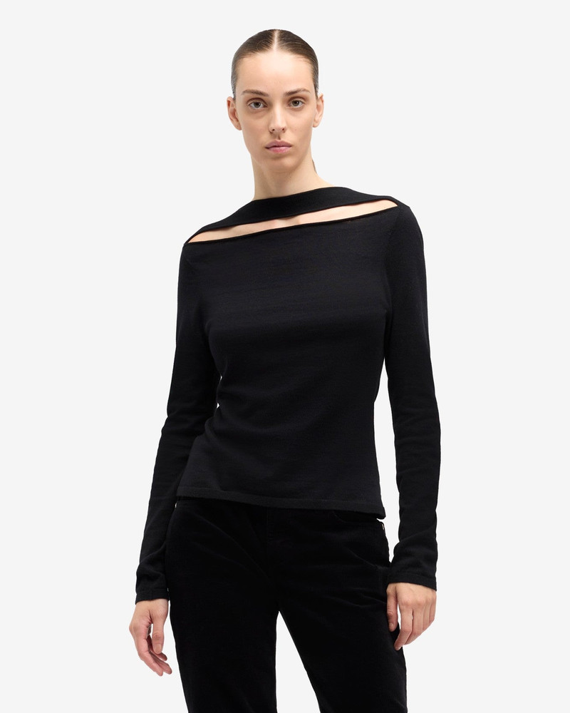 7 For All Mankind Cashmere Blend Cutout Sweater in Black outlook
