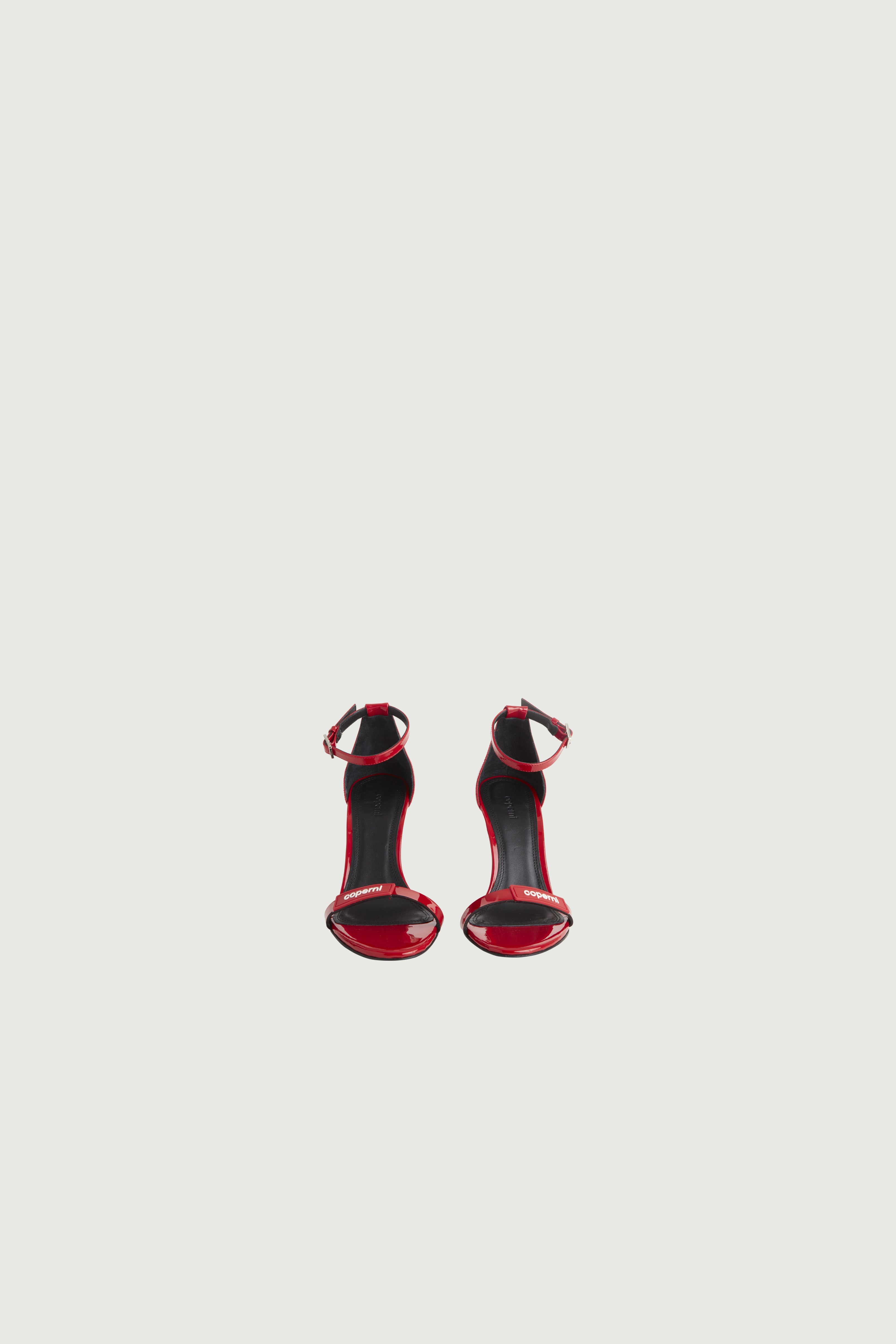 Patent Skinny Strap Logo Sandals - 4