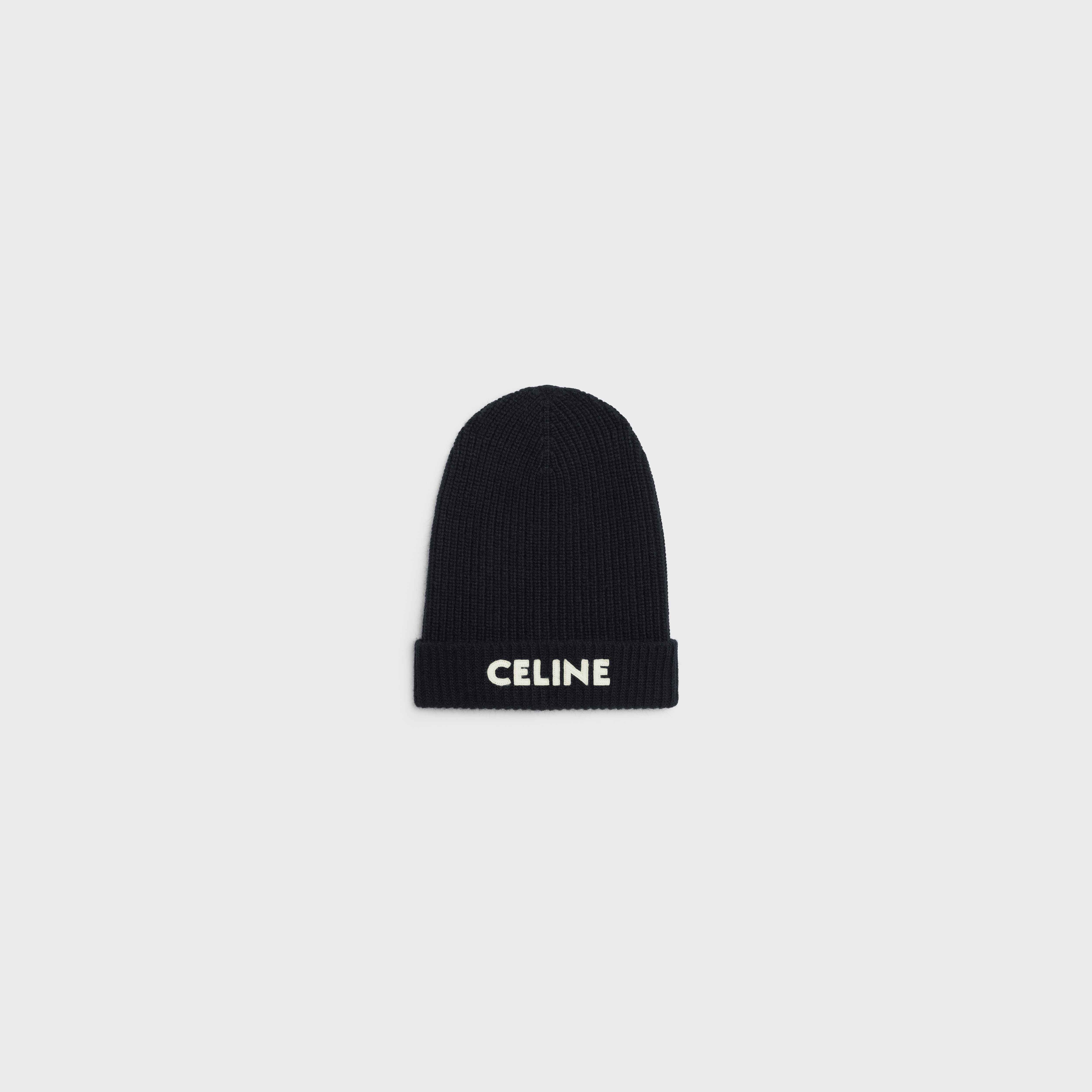 CELINE EMBROIDERED KNIT WOOL BEANIE - 1