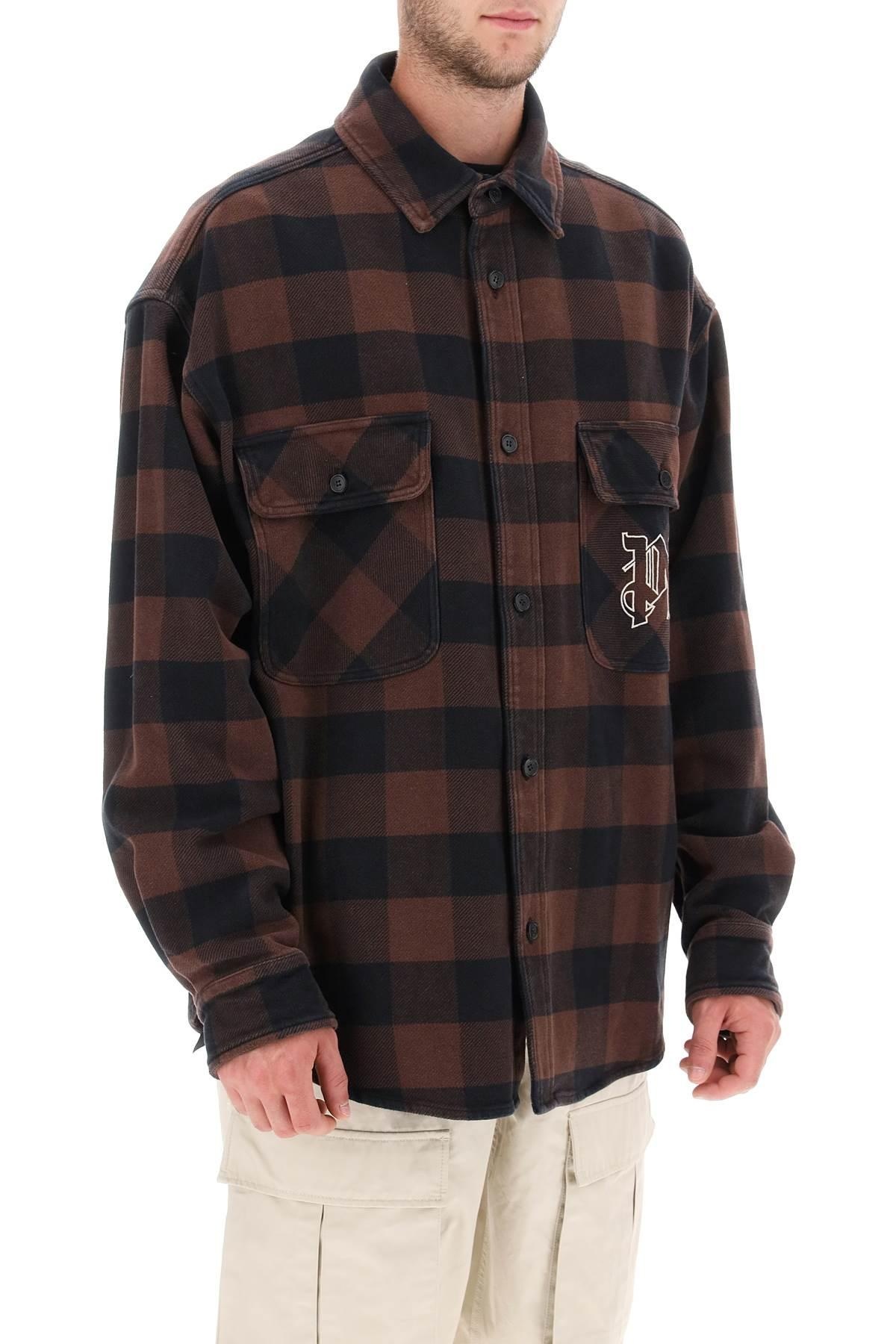 PALM ANGELS FLANNEL OVERSHIRT WITH CHECK MOTIF - 3