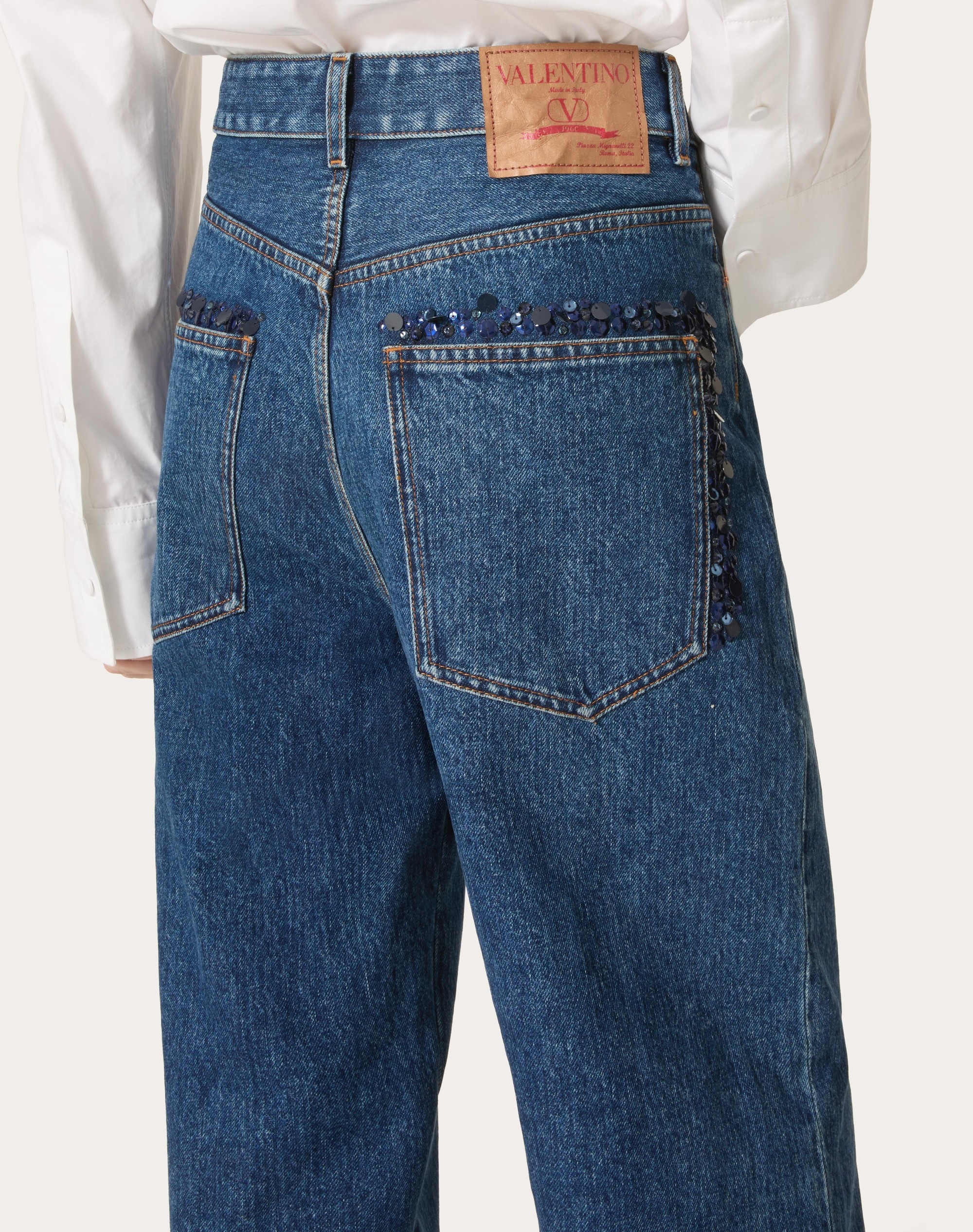 EMBROIDERED DENIM PANTS - 5