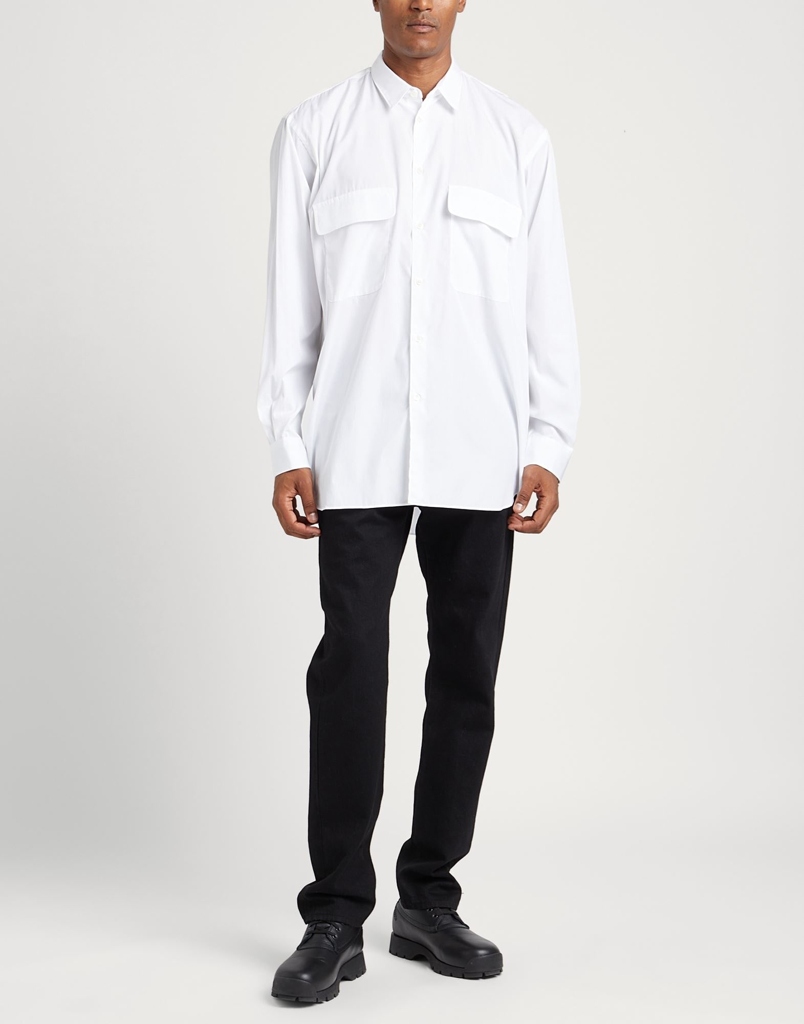 White Men's Solid Color Shirt - 2