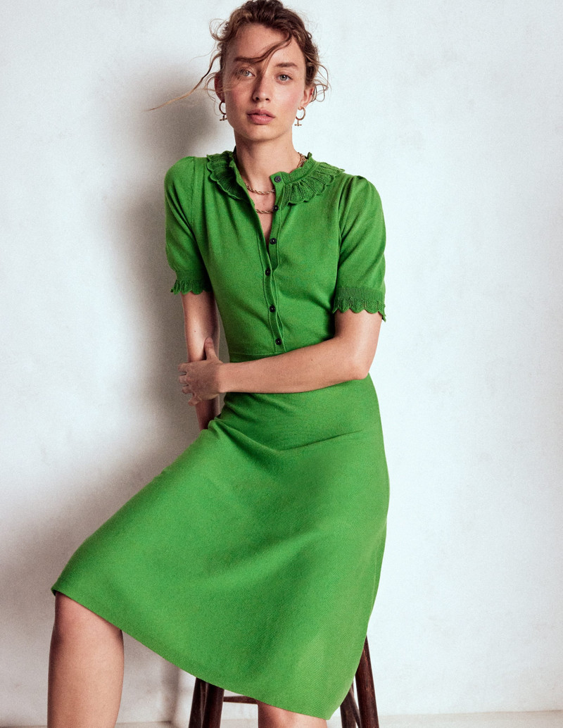 Melina Ruffle Knitted Dress-Paradise Green 3