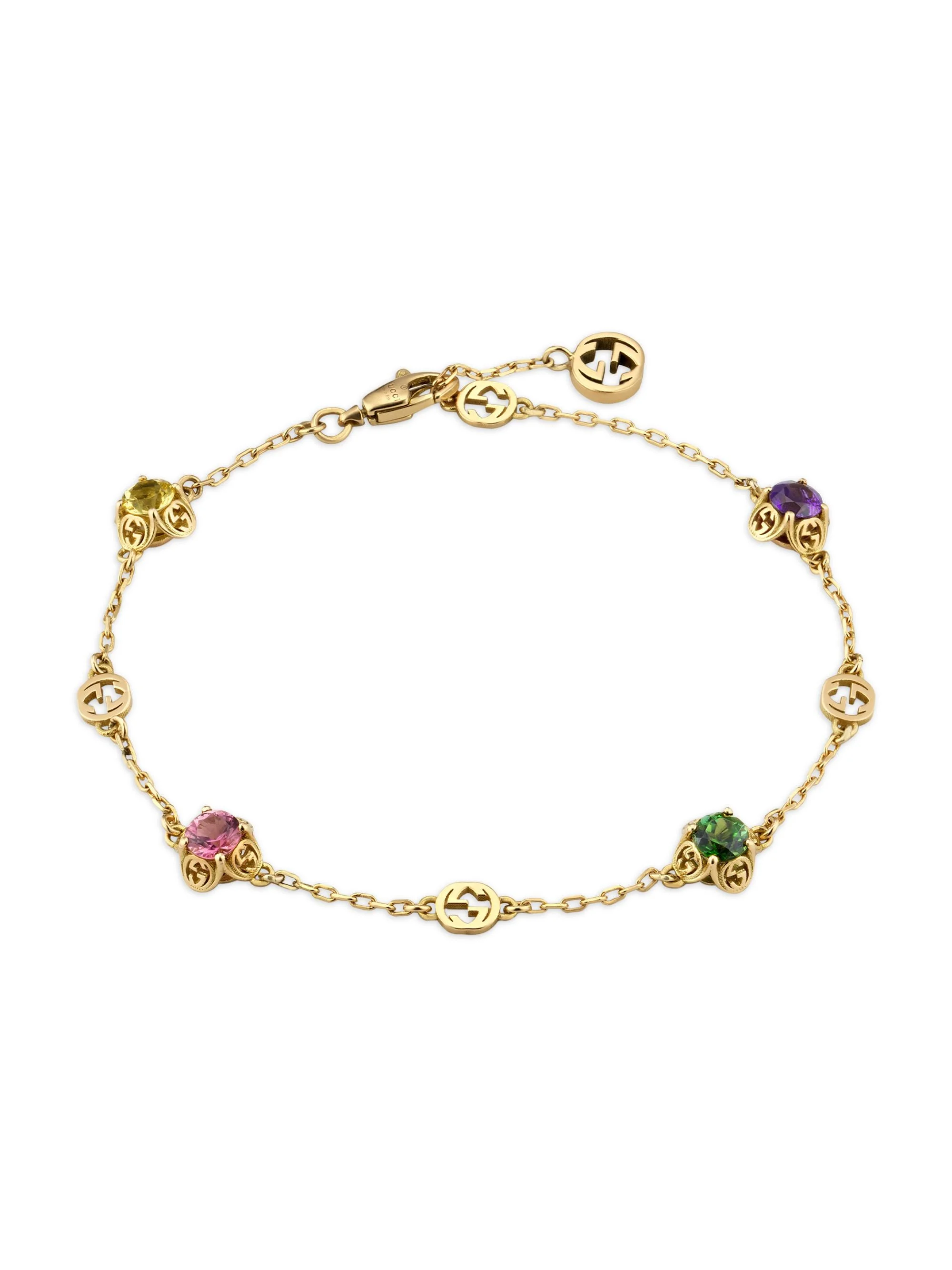 Women's 18K Yellow Gold & Multicolor Gemstone Interlocking G Bracelet - Yellow Gold - 1