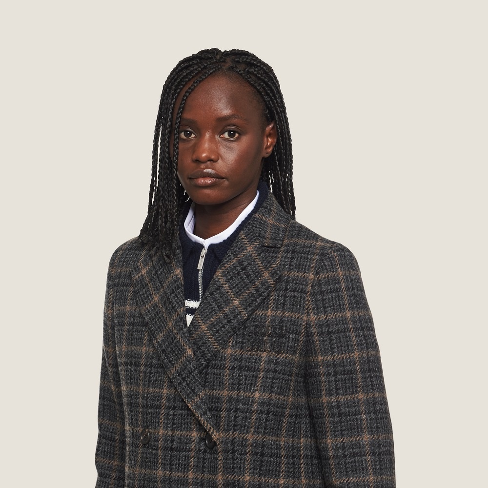 Double-breasted plaid coat - 3