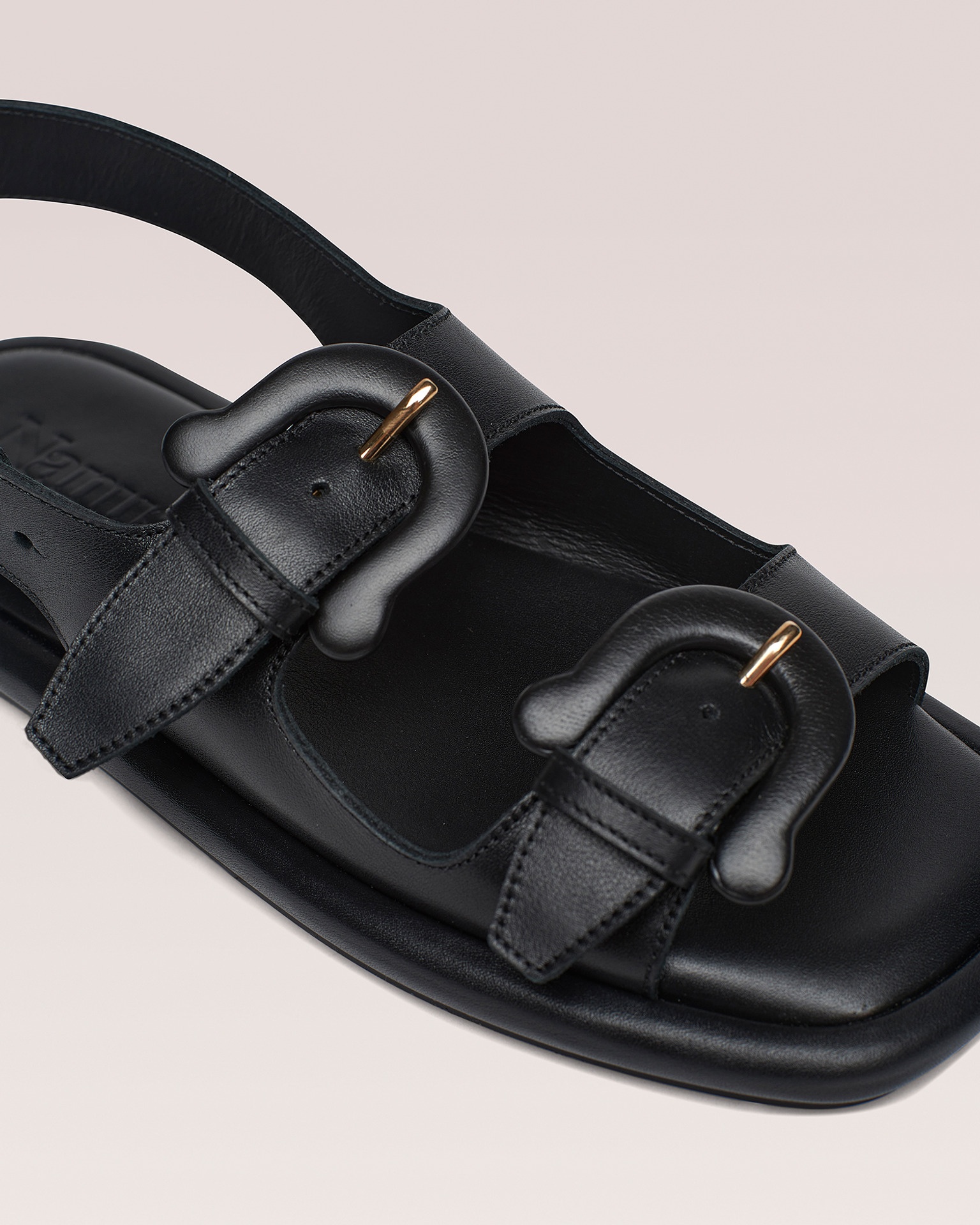 EKEMMA - Leather slingback sandals - Black - 6