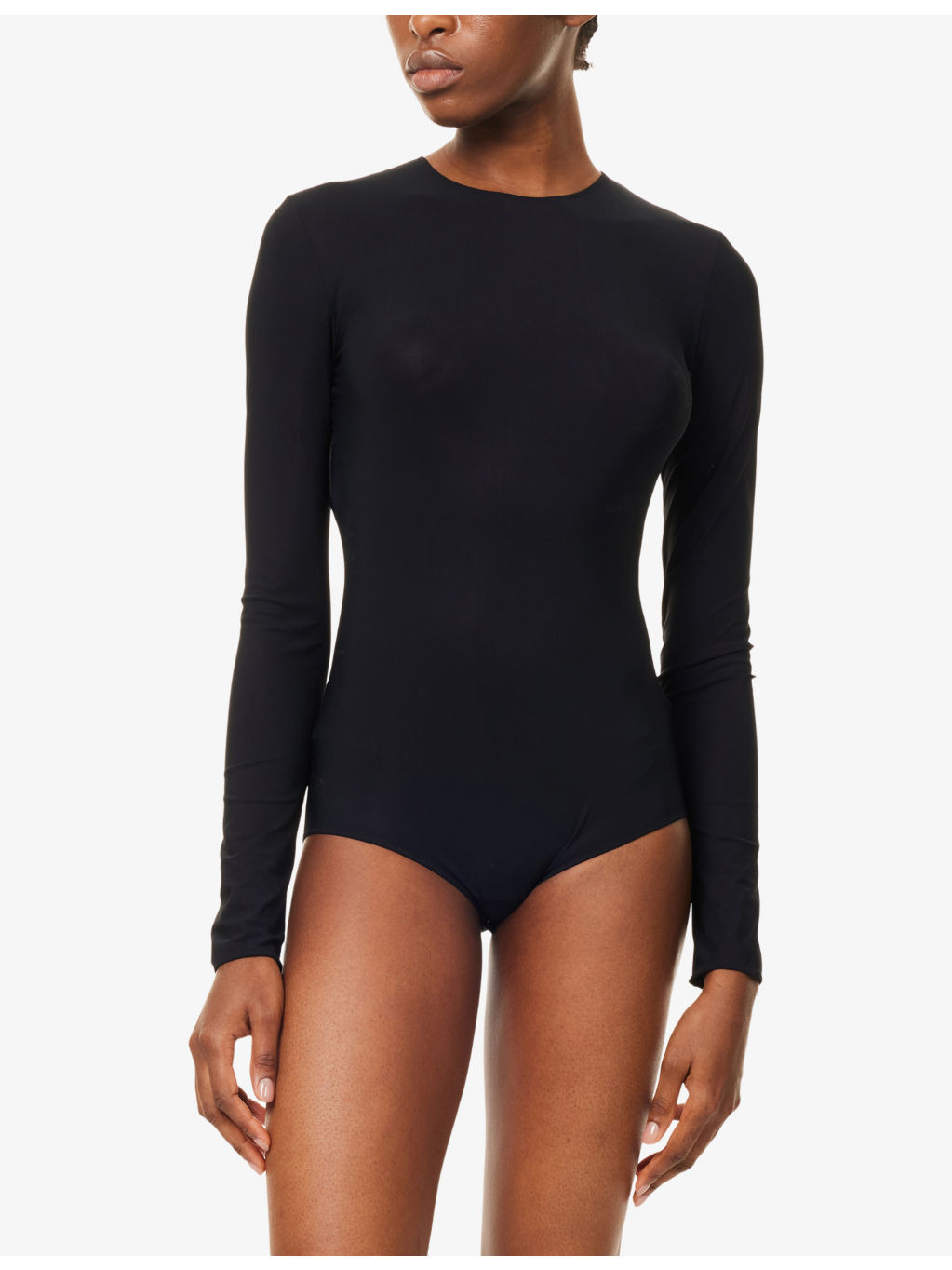 Round-Neck Long-Sleeves Woven Bodysuit - 3